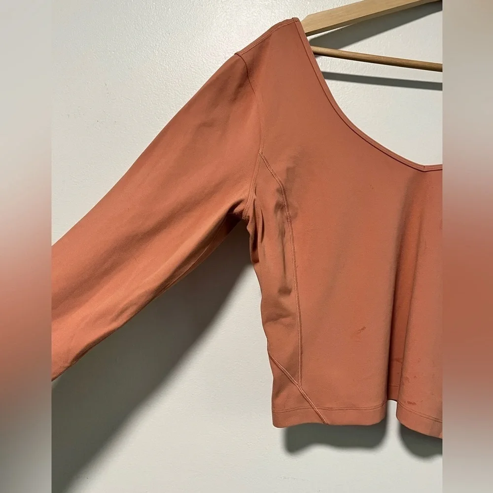 Lululemon Rust Orange Long Sleeve Scoop Back Crop Top
